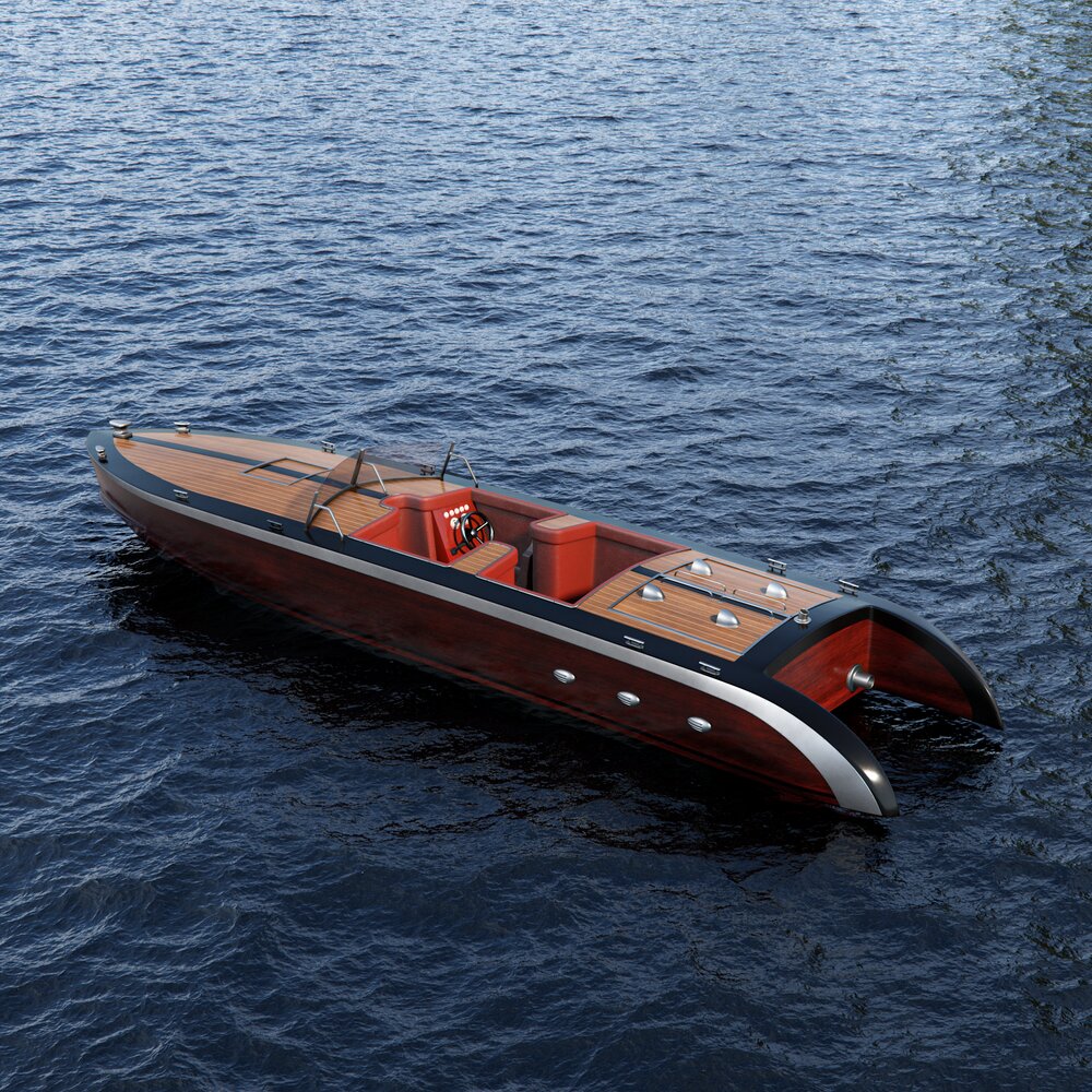Classic Wooden Speedboat Modèle 3d