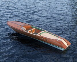 Luxury Wooden Speedboat Modello 3D