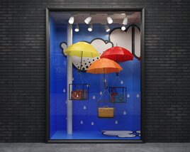 Floating Umbrellas and Handbags Theme Storefront 3D model
