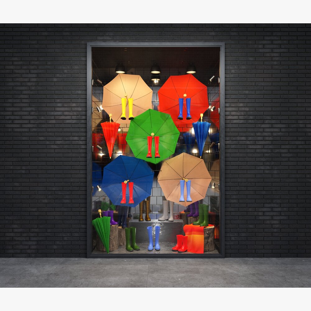 Colorful Umbrella Theme Storefront Modello 3D