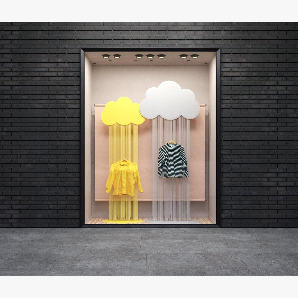 Rainy Day Theme Apparel Storefront 3D модель