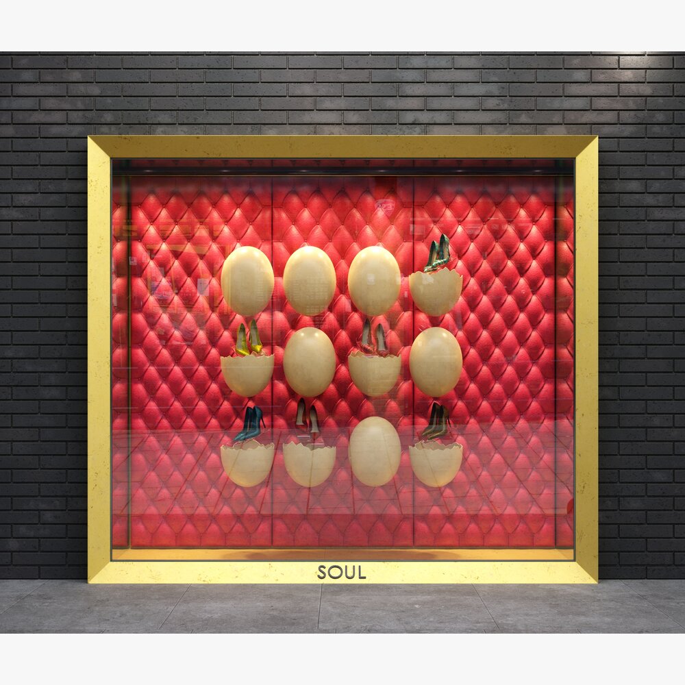 Golden Frame of Floating Orbs Storefront Modelo 3D