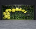 Yellow Umbrellas in Greenery Theme Storefront Modèle 3d