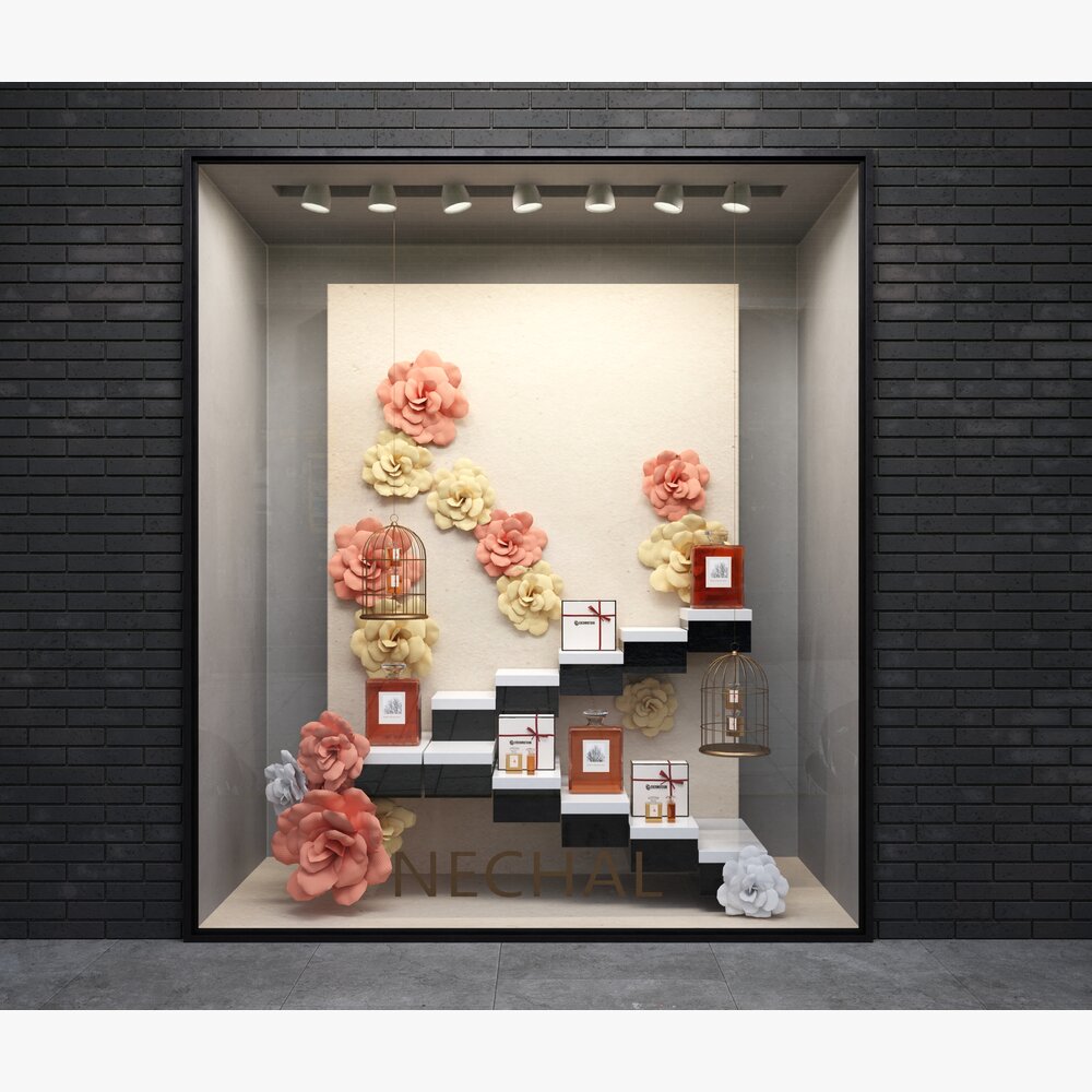 Modern Perfume Boutique Display Window 3D 모델 