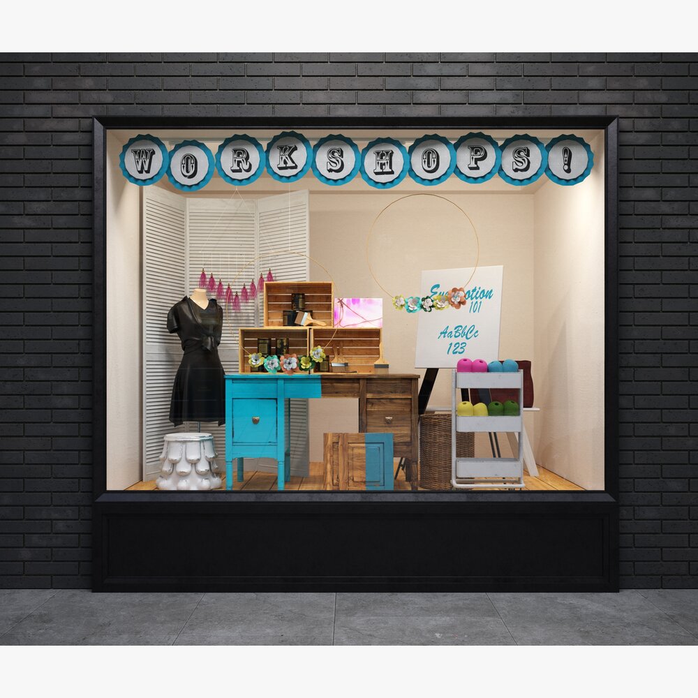 Chic Vintage Boutique Storefront 3D-Modell