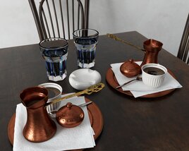 Elegant Turkish Coffee Set 3D模型