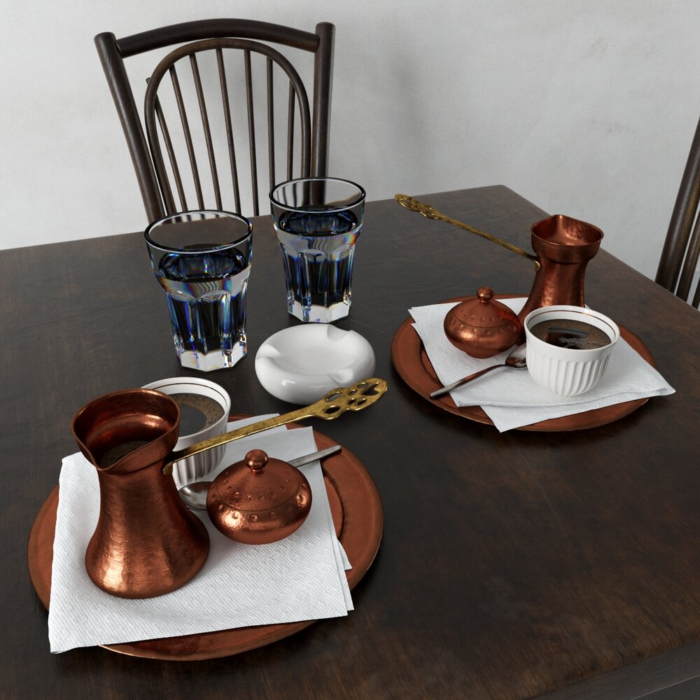 Elegant Turkish Coffee Set 3D модель