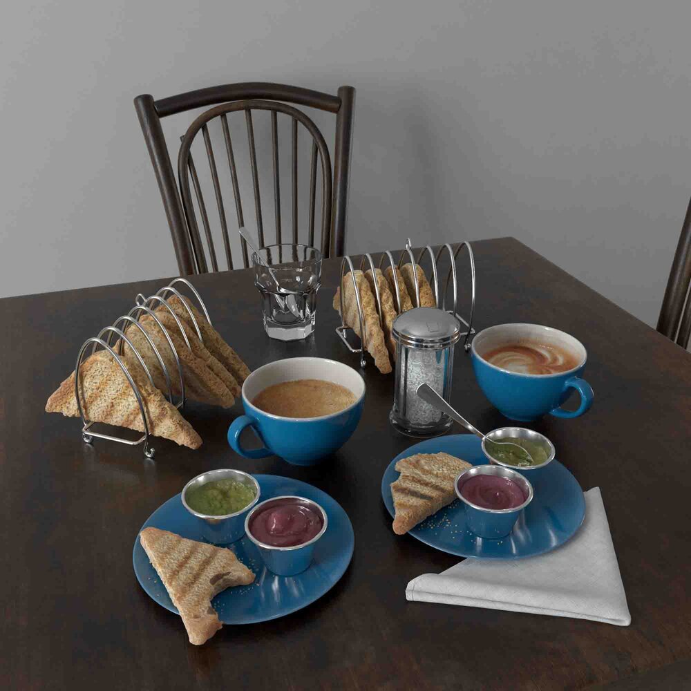 Breakfast Table with Coffee and Toast Rack 3d model