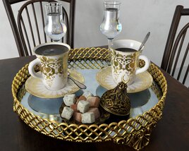 Traditional Tea Set Presentation Modèle 3D