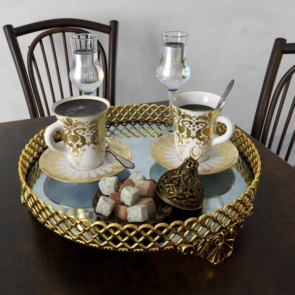 Traditional Tea Set Presentation 3D-Modell