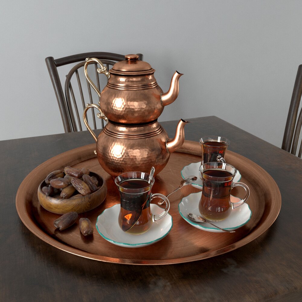 Copper Tea Set 3D 모델 