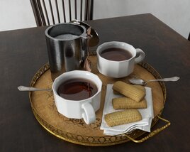 Tea Set with Cookies 3D 모델 