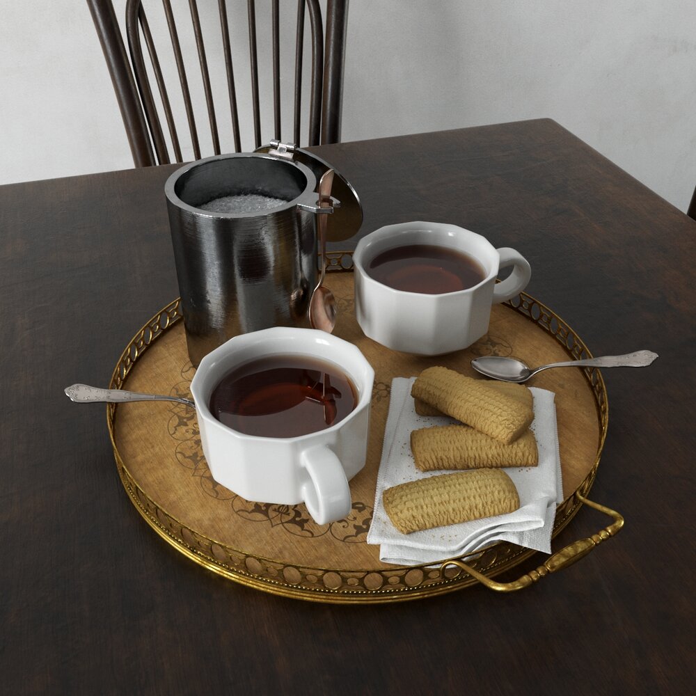 Tea Set with Cookies 3D 모델 