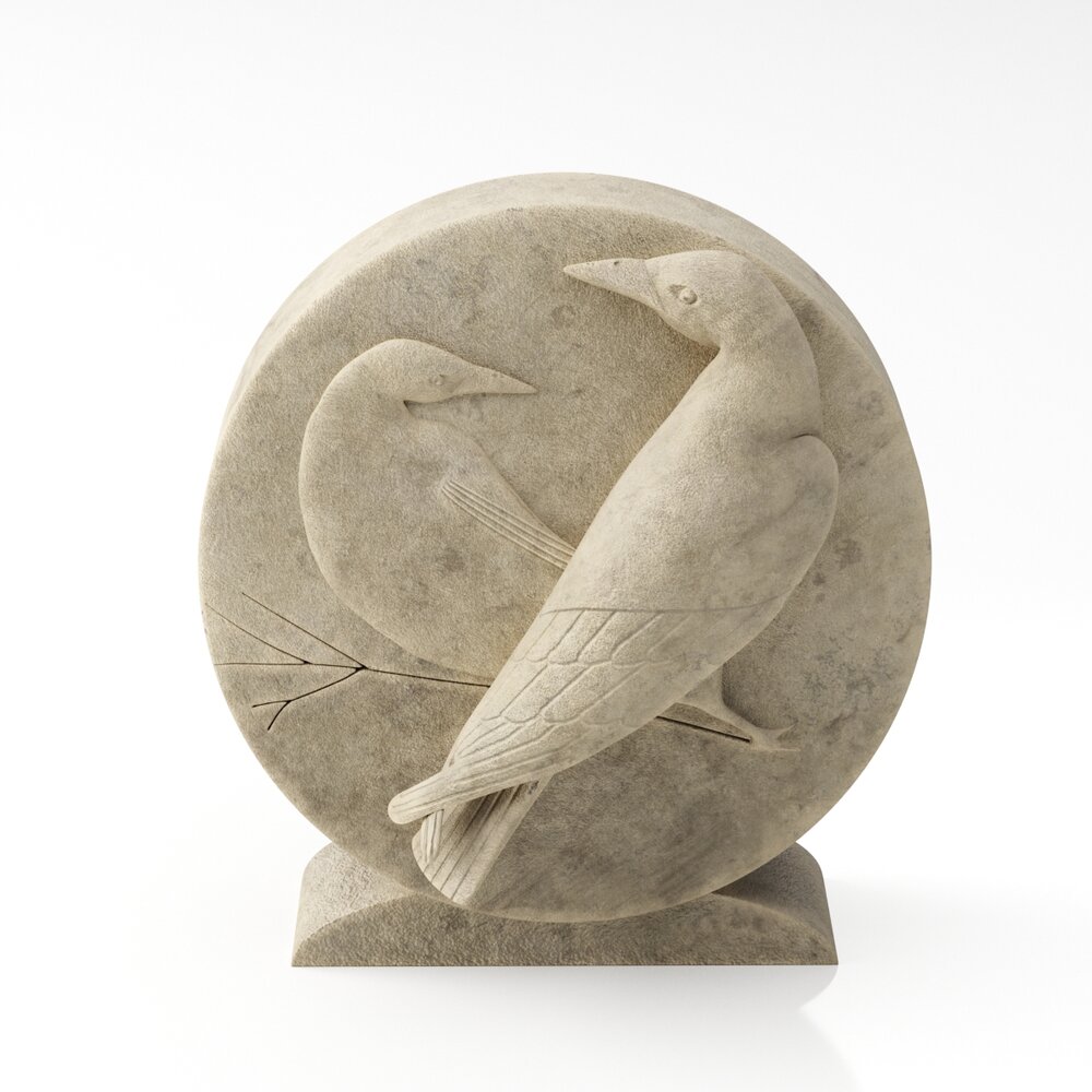 Stone Bird Sculpture 3D модель