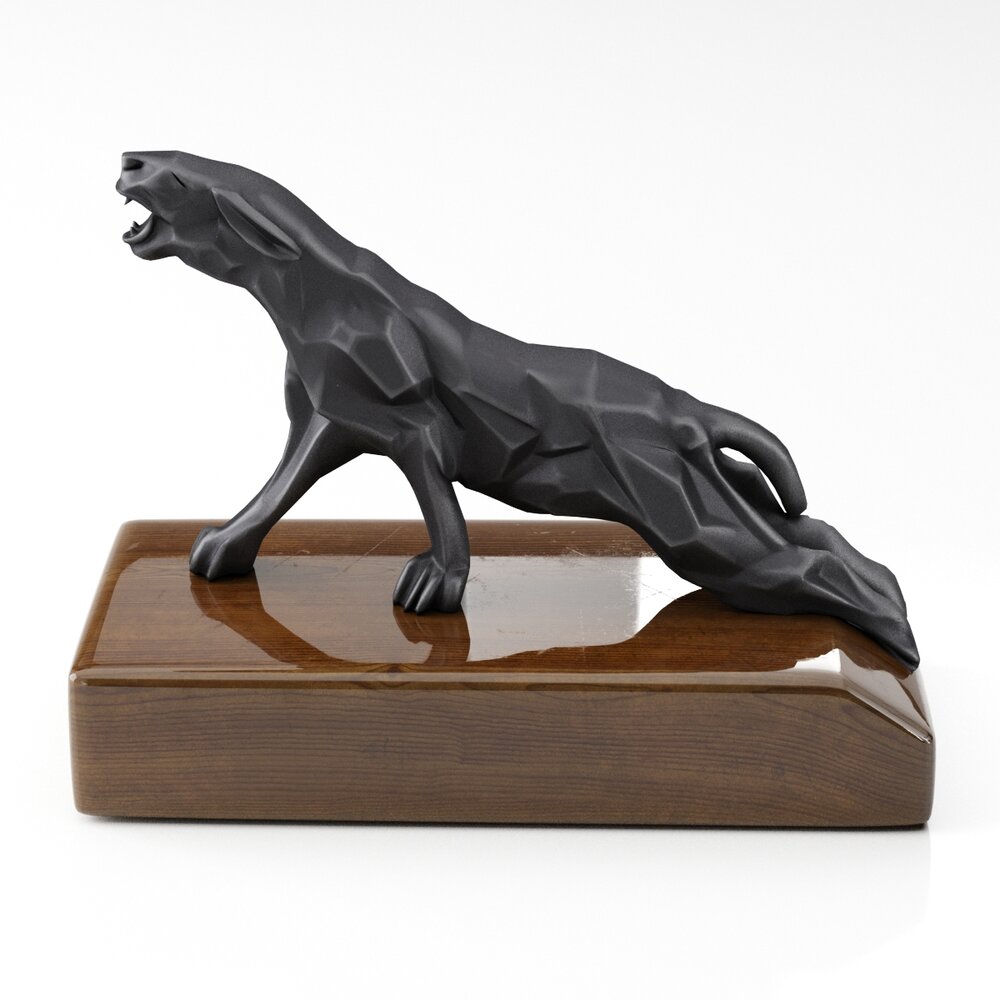 Roaring Panther Statue Modello 3D