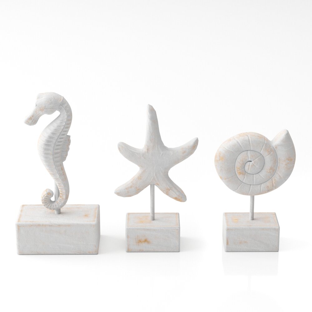 Marine Trio Decorative Statuettes 3D 모델 