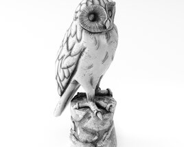 Sculpted Owl Perched on Stump 3Dモデル
