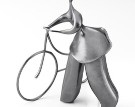 Metallic Cyclist Sculpture Modello 3D