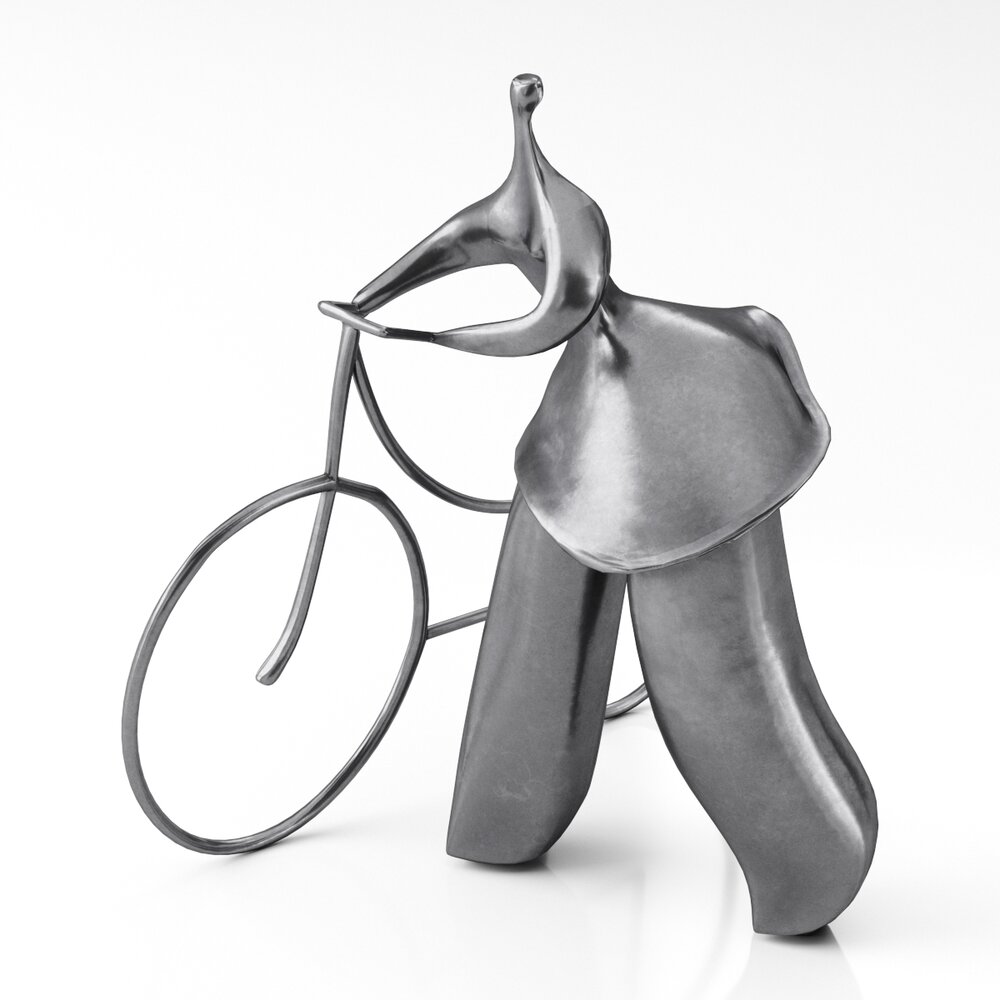 Metallic Cyclist Sculpture Modello 3D