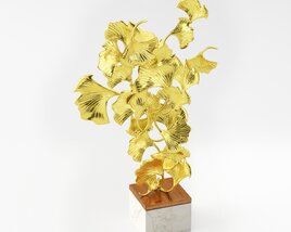 Golden Ginkgo Sculpture Modello 3D