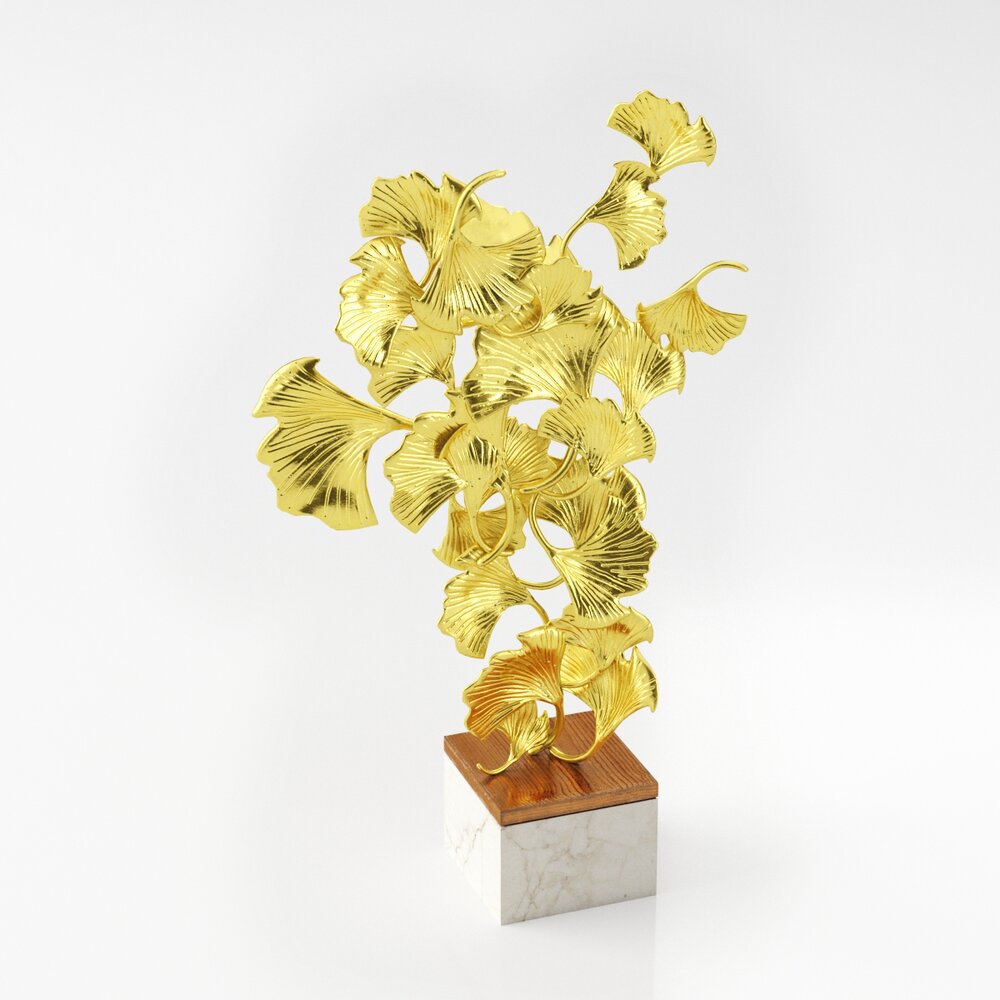 Golden Ginkgo Sculpture Modèle 3d