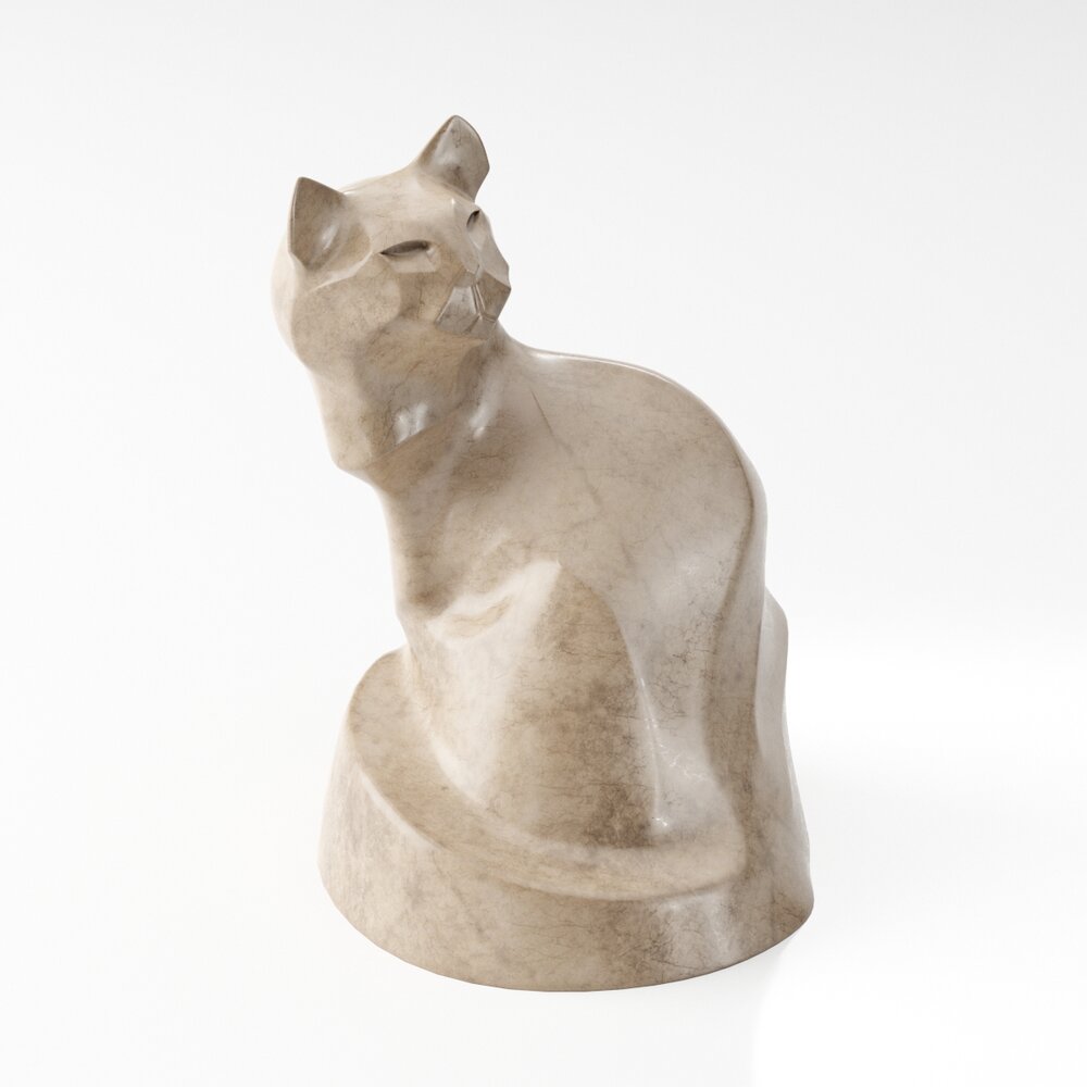 Stone Cat Sculpture Modello 3D