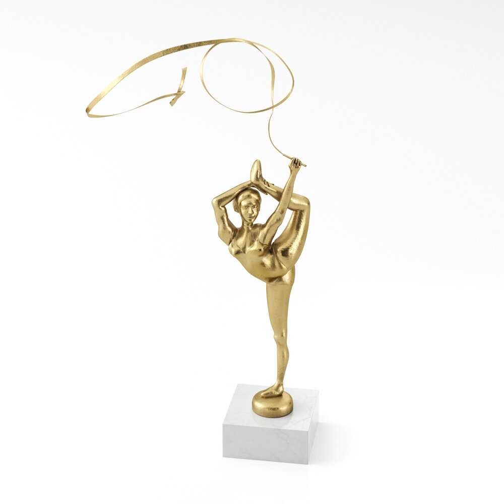Golden Gymnast Sculpture 3d model