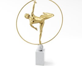 Golden Gymnast Sculpture 02 3D 모델 