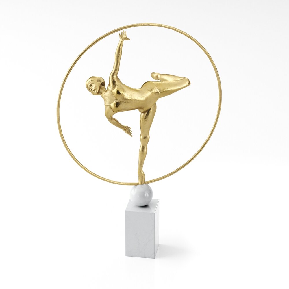 Golden Gymnast Sculpture 02 3D 모델 