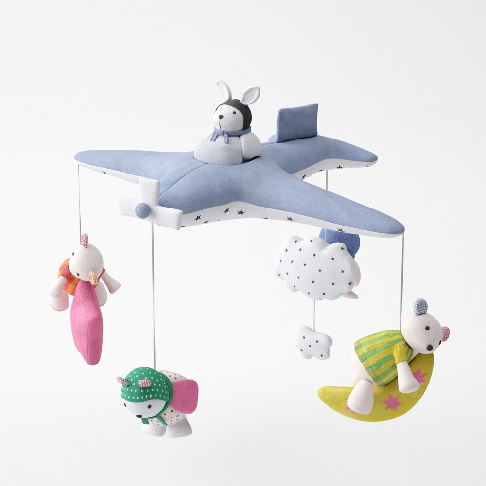 Baby Mobile with Plush Animals Modello 3D