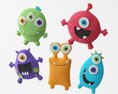 Colorful Monster Plushies 3d model