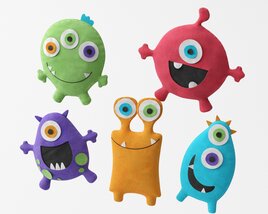 Colorful Monster Plushies 3D 모델 