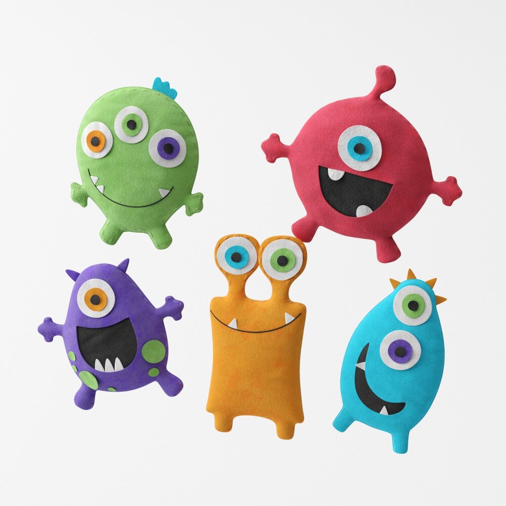 Colorful Monster Plushies 3D модель