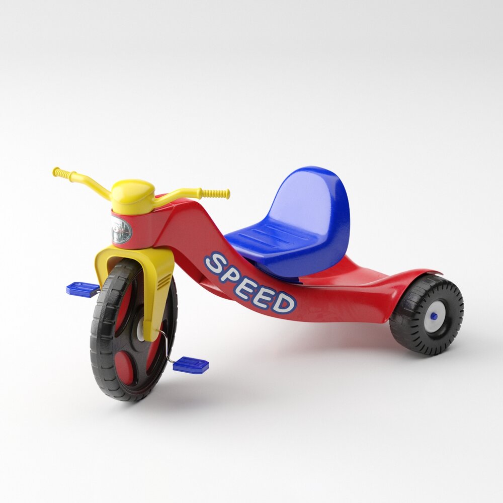 Kids' Red and Blue Trike 3D 모델 