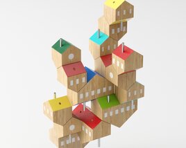 Abstract Wooden Treehouse Cluster 3D-Modell