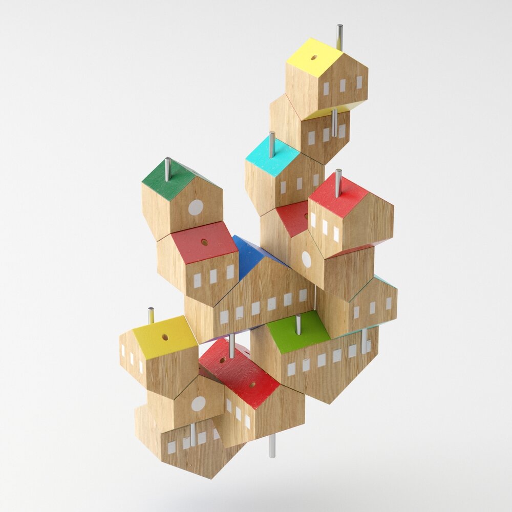 Abstract Wooden Treehouse Cluster Modèle 3D