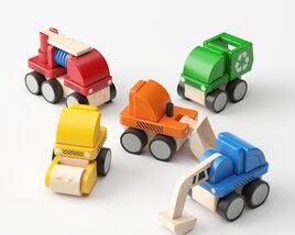 Wooden Toy Vehicles Set 3D 모델 