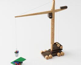 Wooden Desktop Crane 3D model