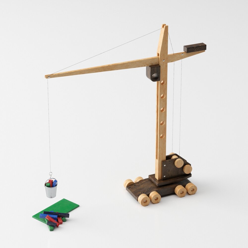 Wooden Desktop Crane 3D-Modell