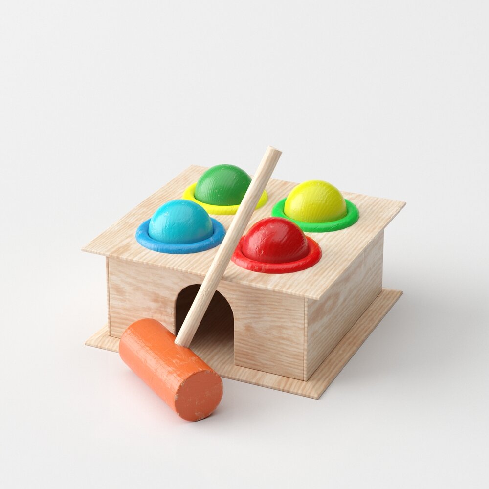 Wooden Pound-A-Peg Toy 3D 모델 