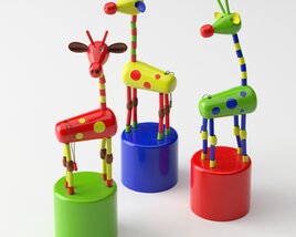 Colorful Animal Push Puppets 3D-Modell