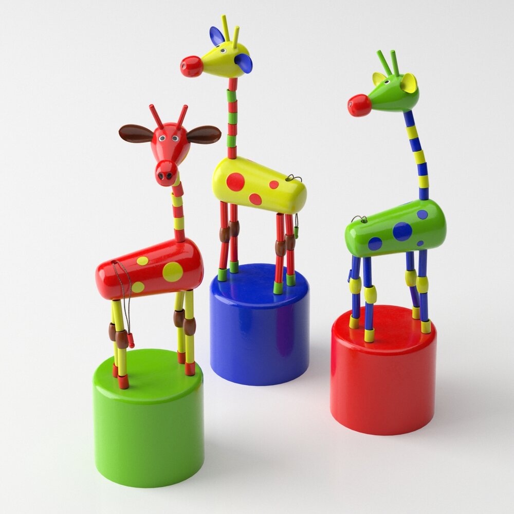 Colorful Animal Push Puppets Modelo 3d