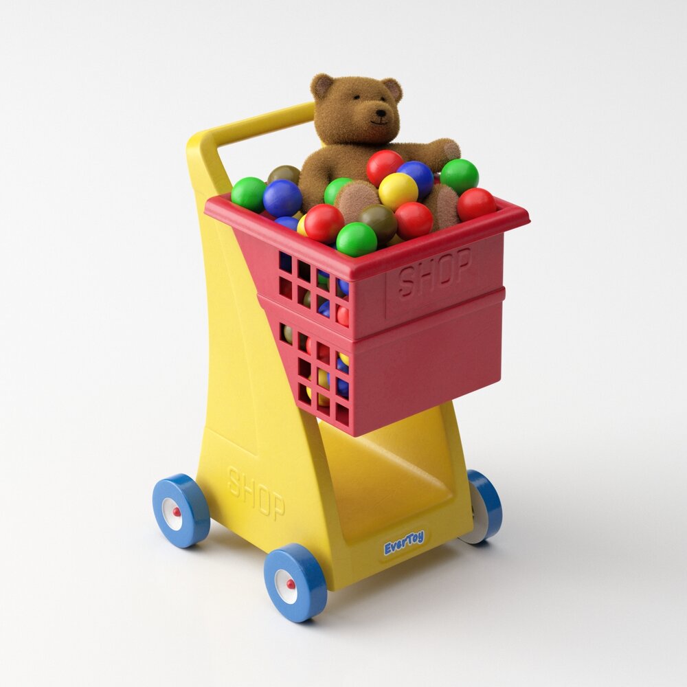 Colorful Toy Shopping Cart 3D 모델 