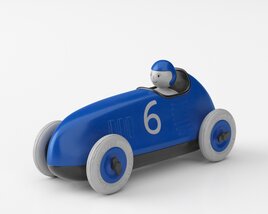 Vintage Blue Number 6 Race Car Toy 3D 모델 