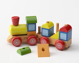 Colorful Wooden Toy Train Modello 3D