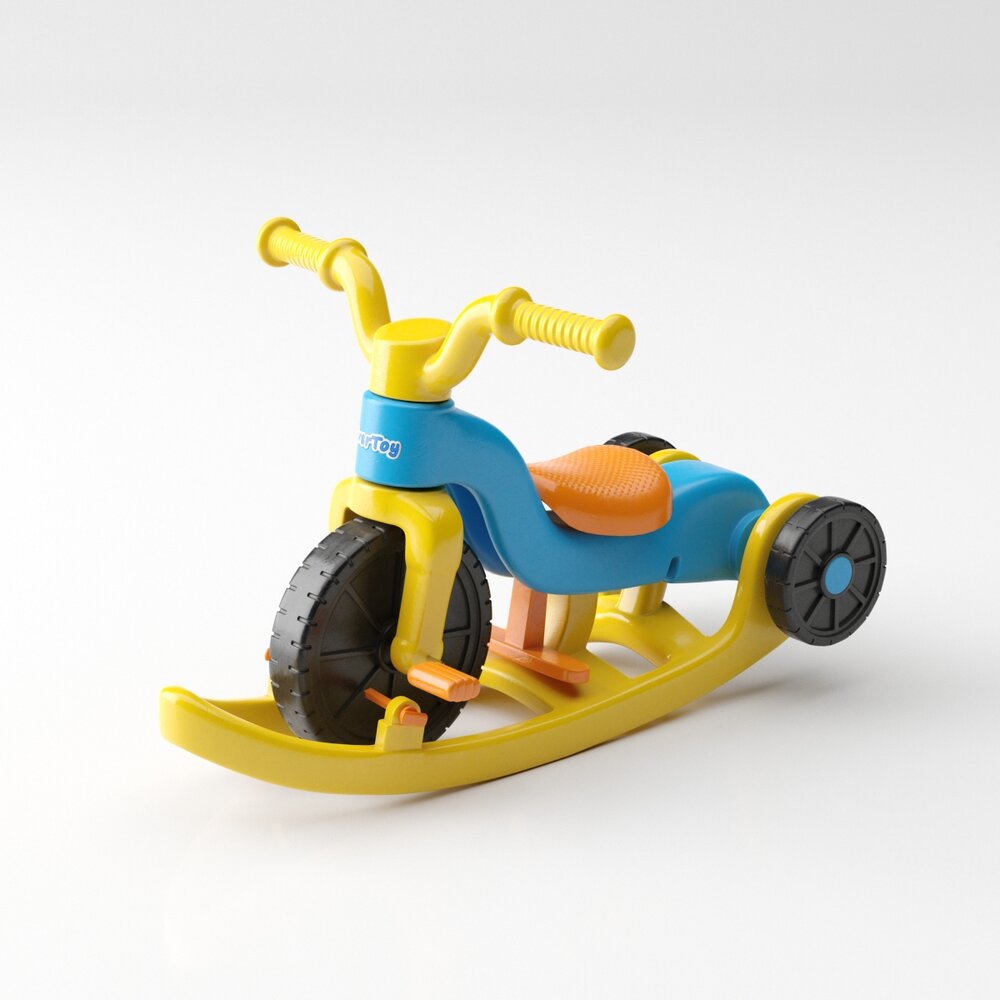 Colorful Kid's Rocking Bike 3D 모델 