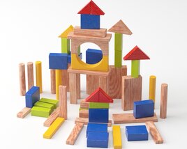 Wooden Block Fortress 3D model