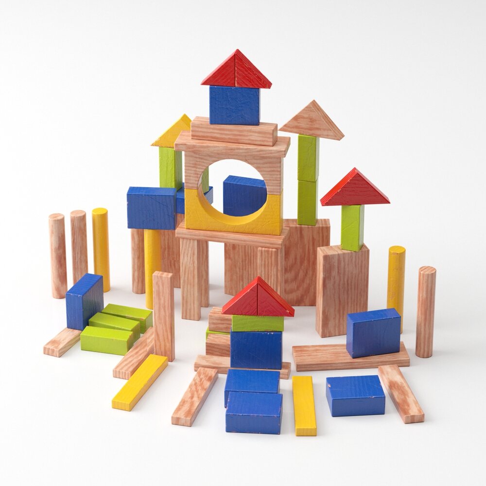 Wooden Block Fortress 3D 모델 