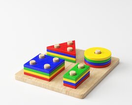 Colorful Wooden Puzzle Toy Modelo 3d