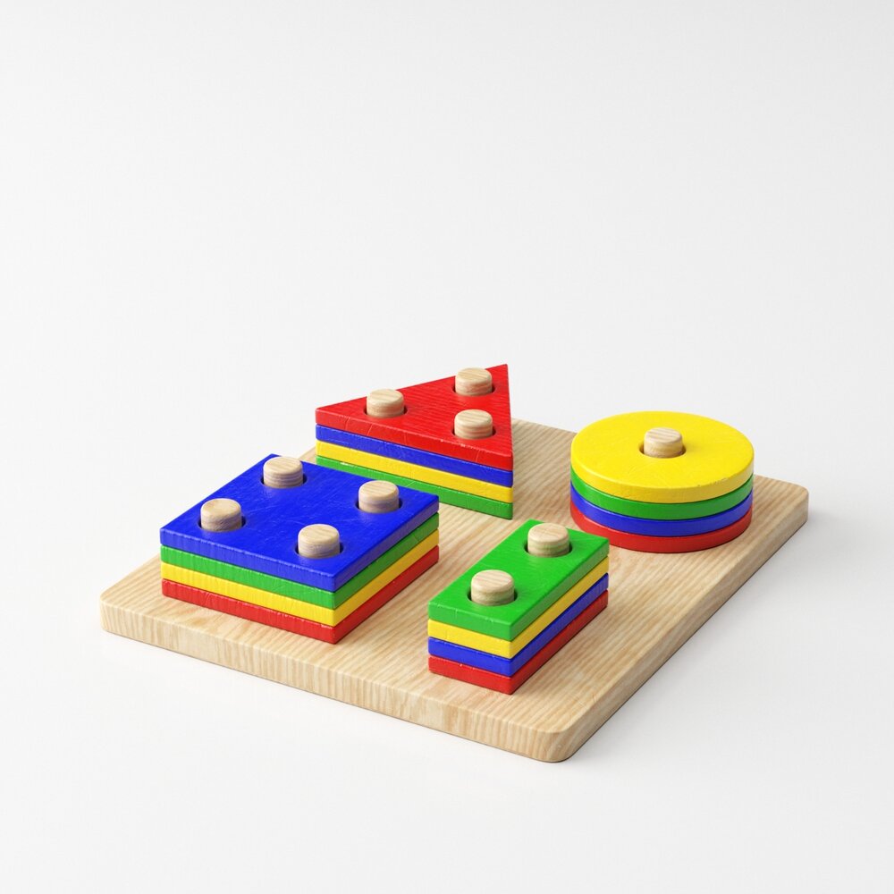 Colorful Wooden Puzzle Toy 3D модель